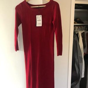 NWT Zara Burgundy/Maroon knit dress